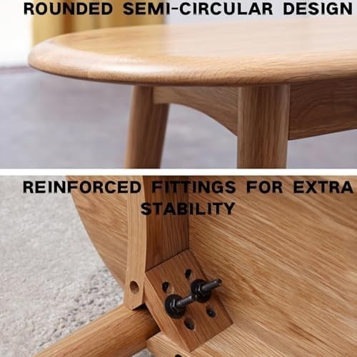 Solid Oak Wood Dining Bench Original Wood Half-Round Seat 39in