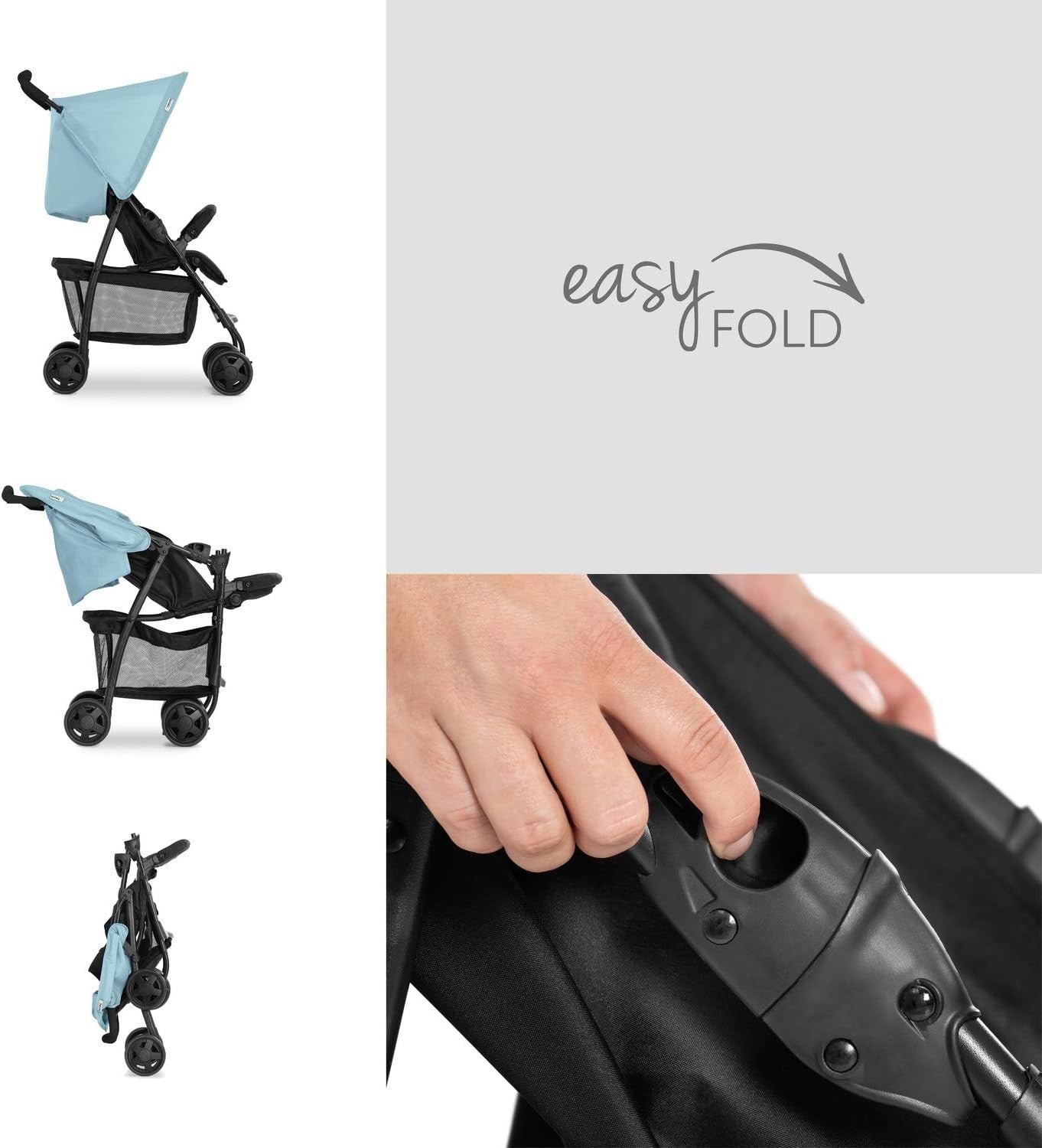 Blue Lightweight Baby Pushchair 5.9kg Compact Fold Travel Buggy from Birth