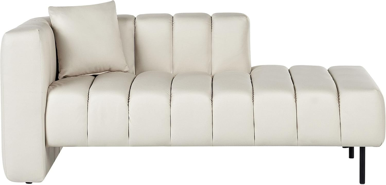Modern Left Hand Chaise Lounge Vegan Leather Sofa Off-White 173cm Recliner