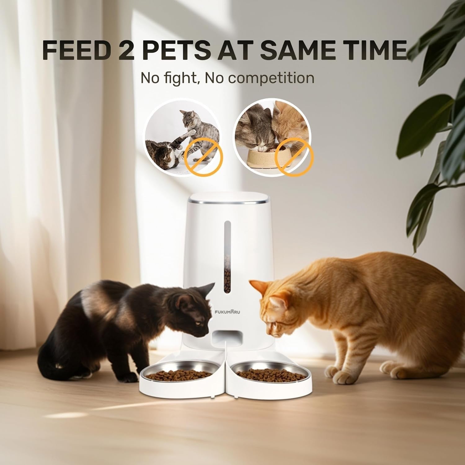 WiFi Automatic Pet Feeder 2 Bowls 4L App Control Food Dispenser Timer