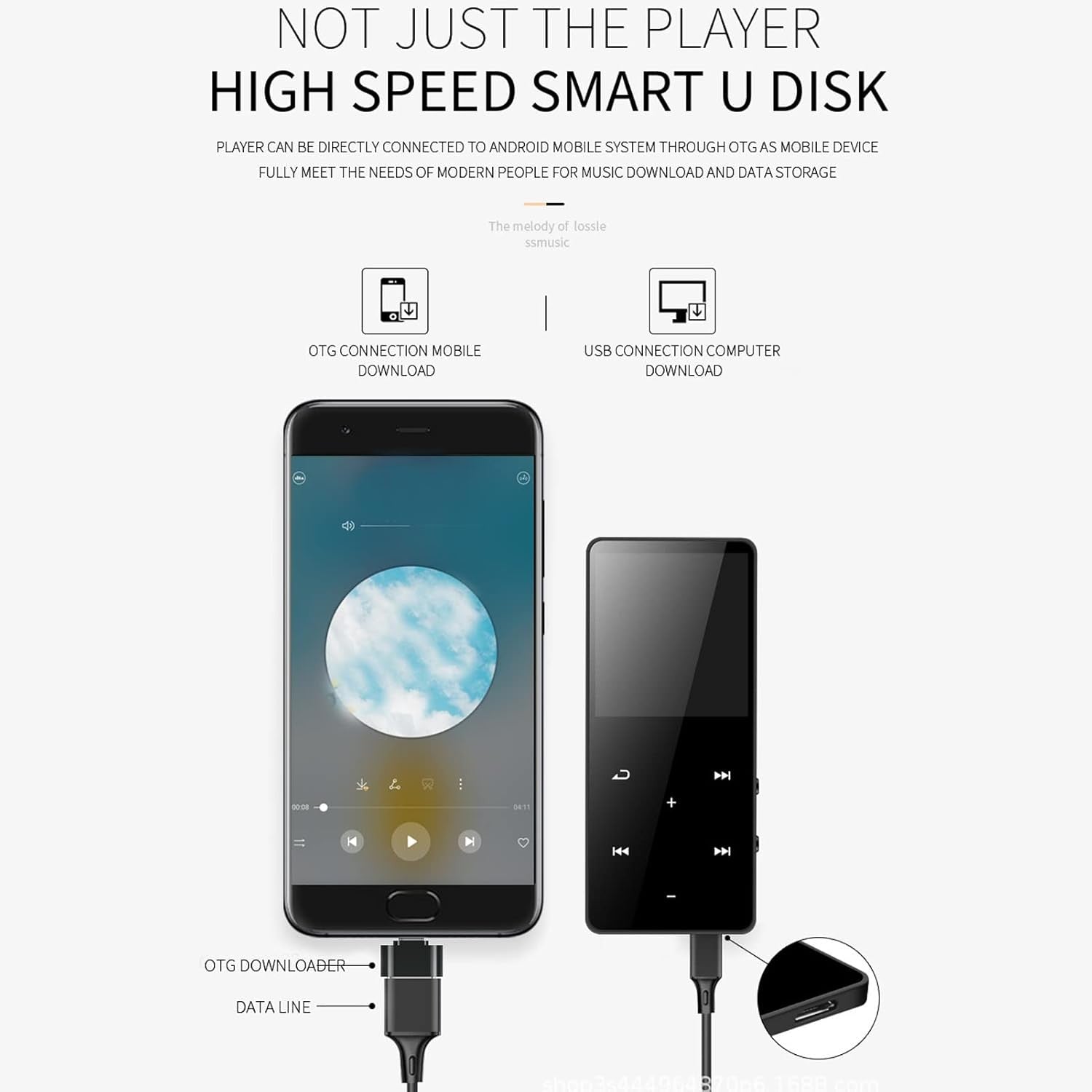 Bluetooth 5.0 MP3 MP4 Player 1.8" Touch 8GB HiFi Gold