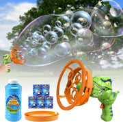 Dinosaur Bubble Gun Giant Bubble Maker Toy with Solution Green