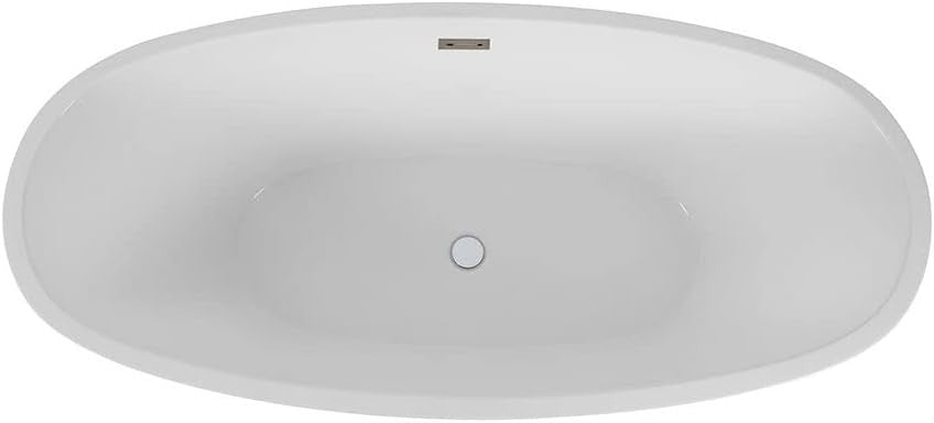 White Double Ended Freestanding Oval Bath 1595x740mm Nickel Overflow