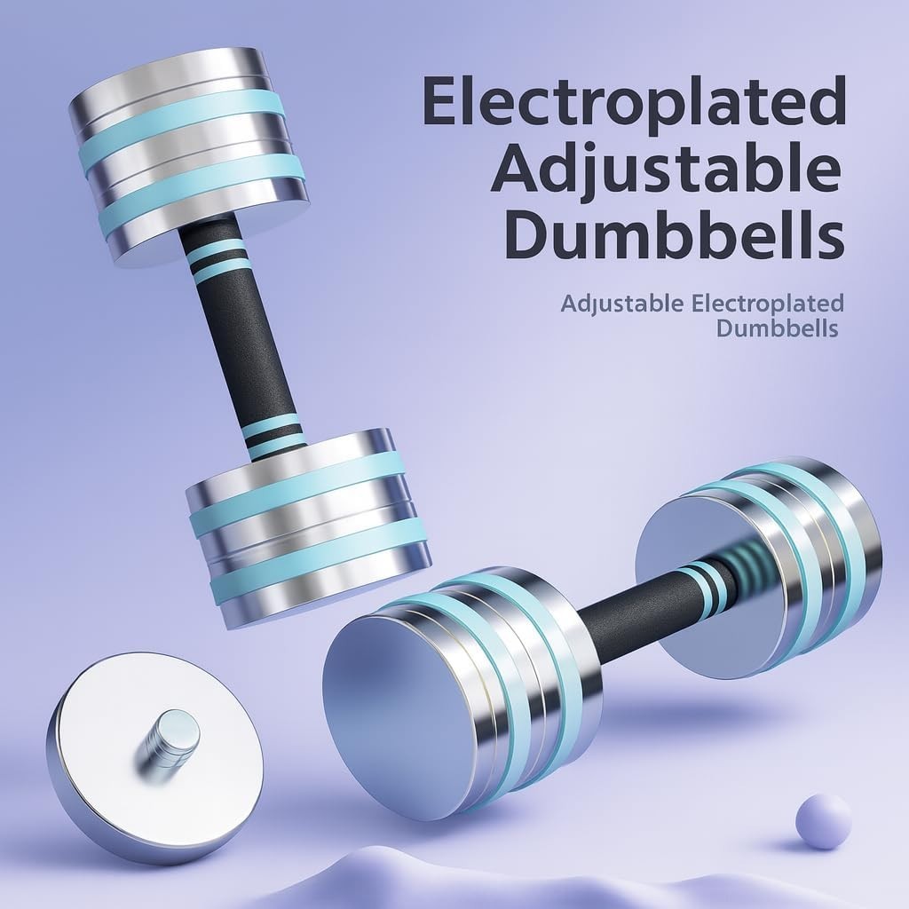 Ultracompact Adjustable Steel Dumbbells Pair Anti-Slip Chrome Home Gym