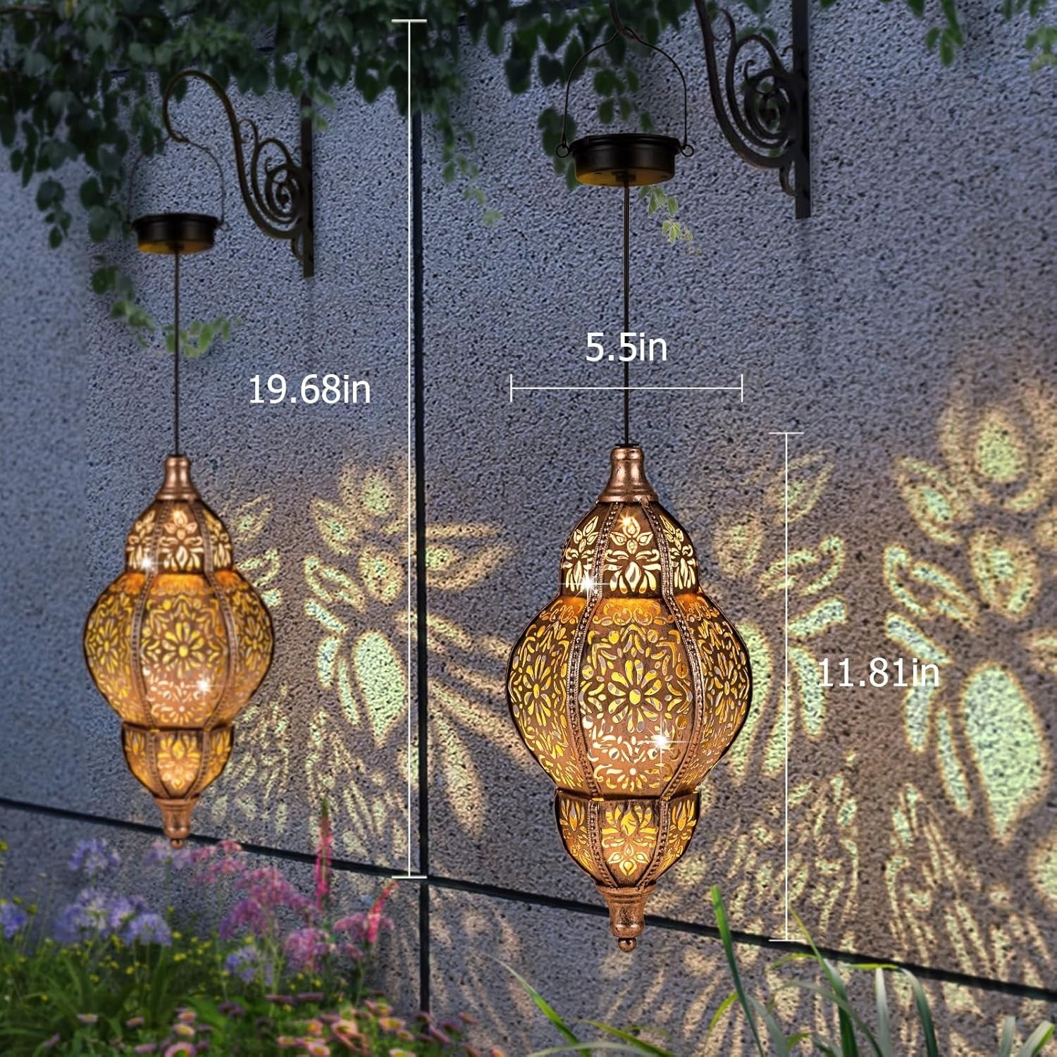 Solar Lantern Outdoor Decor, Copper Waterproof Solar Lights for Garden & Patio