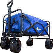 Blue 150L Heavy Duty Folding Festival Trolley 330lbs Camping Beach Wagon Cart
