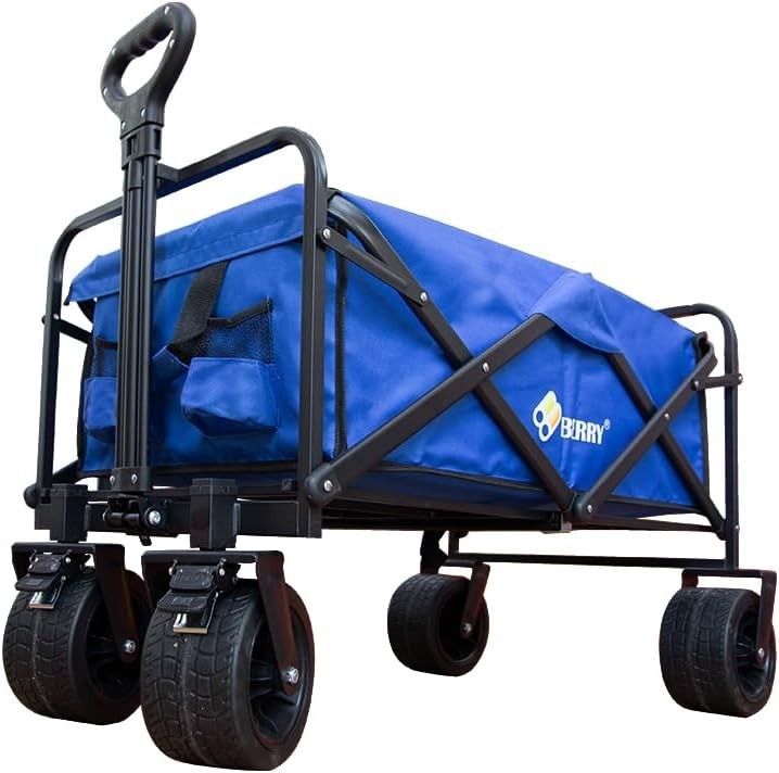 Blue 150L Heavy Duty Folding Festival Trolley 330lbs Camping Beach Wagon Cart