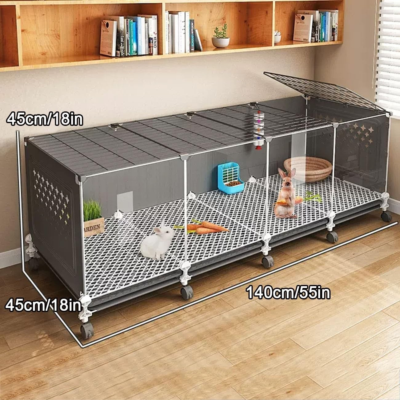 Large Indoor Rabbit Cage DIY Guinea Pig Hutch Clear Front Pull Out Tray