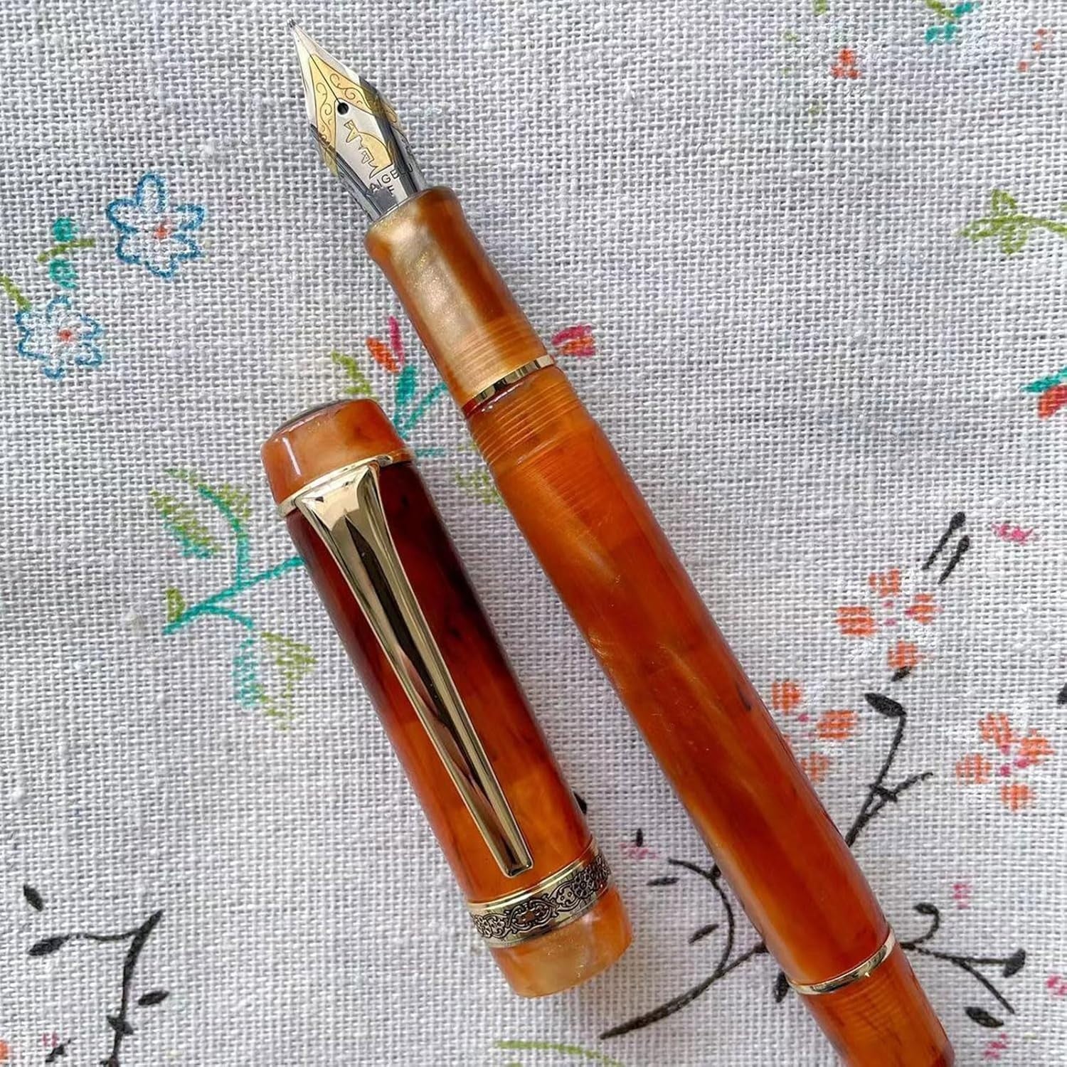 Elegant Pink Rose Gold Acrylic Pen Smooth Writing Professional Office Use