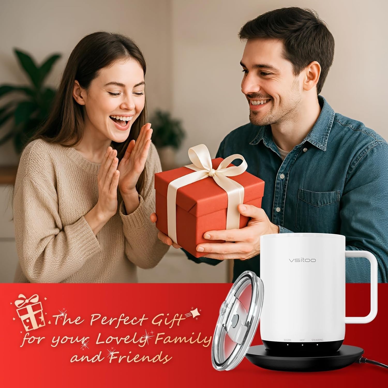 Smart Heated Coffee Mug 14oz Temp Control 120-150°F Warmer White