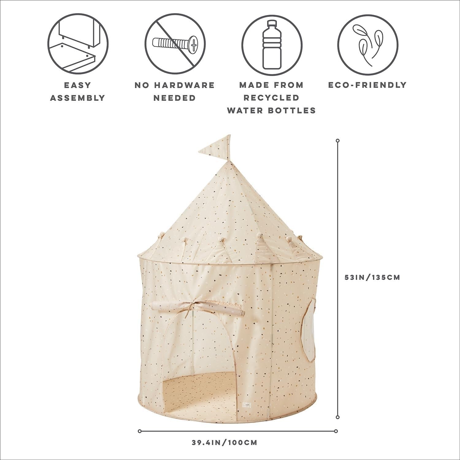 Beige Terrazzo Kids Indoor Play Tent Modern Pop Up Fort House