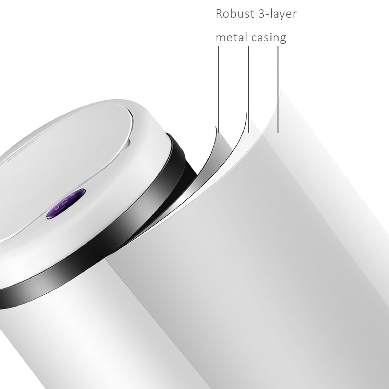 30L Motion Sensor Kitchen Bin White Undercounter Stainless