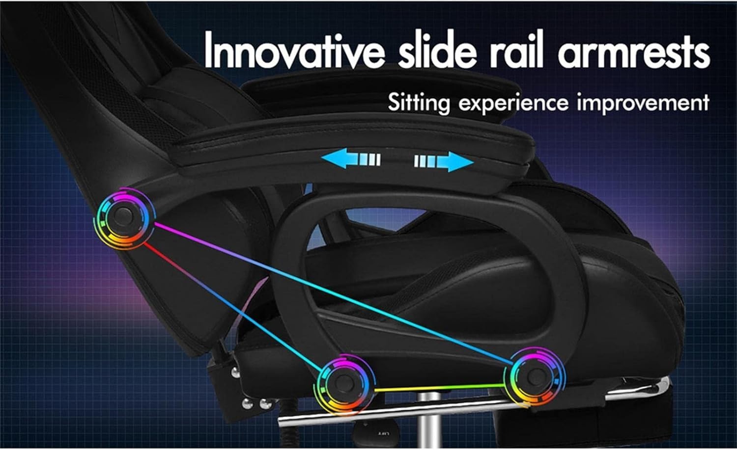 Gaming Chair LED Light RGB Racing Office Desk PC Chair Faux Leather 180KG Black