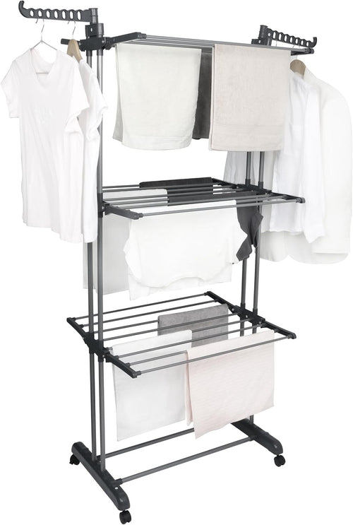 4 Tier Clothes Airer Folding Laundry Drying Rack Stainless Steel Indoor Outdoor