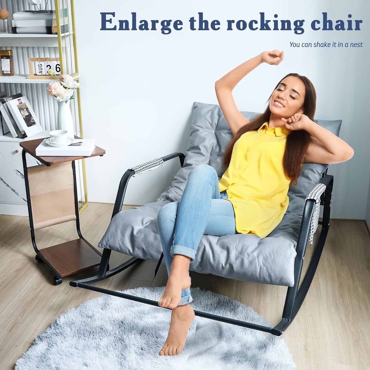 Ergonomic Rocking Egg Chair Grey Lounge Recliner Indoor Outdoor Patio