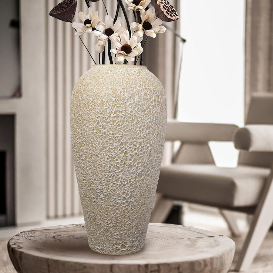 Large Ceramic Farmhouse Floor Vase Vintage Rustic Boho Flower Decor 33cm