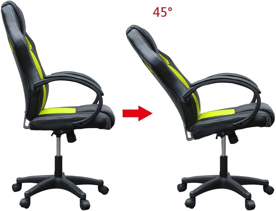Racing Style Gaming Chair Yellow PU Leather Ergonomic Swivel Desk