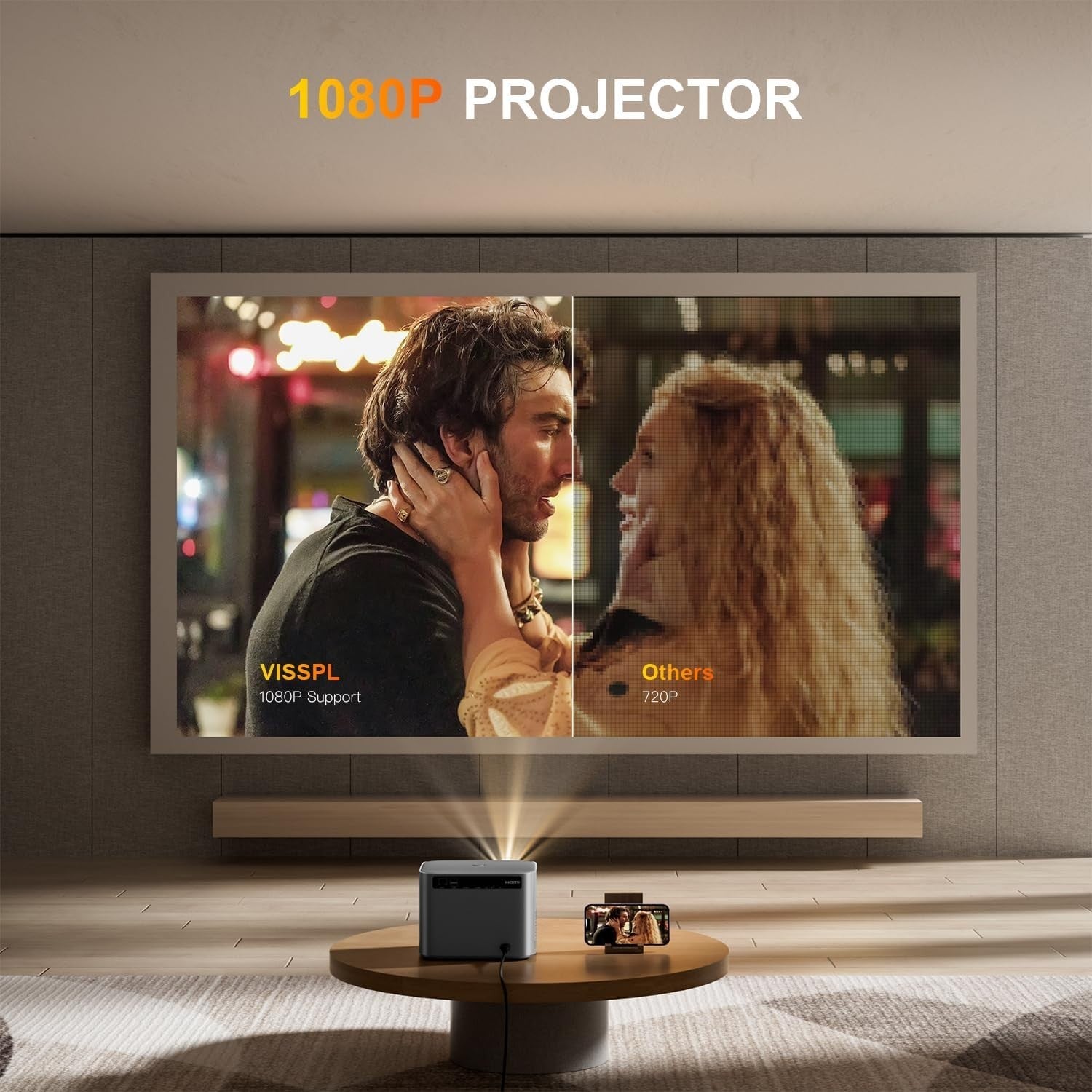 1080P Smart Projector WiFi6 Bluetooth Auto Focus Dustproof