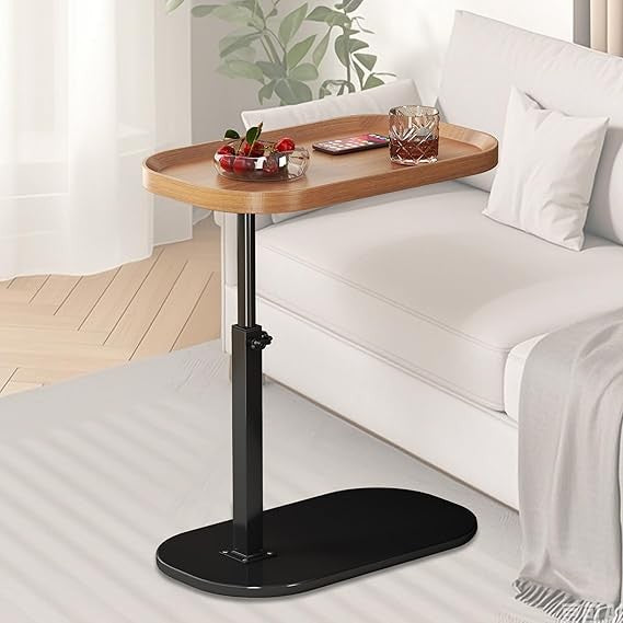 C Shaped Side Table Adjustable Height Swivel Laptop Sofa Bed Narrow Desk