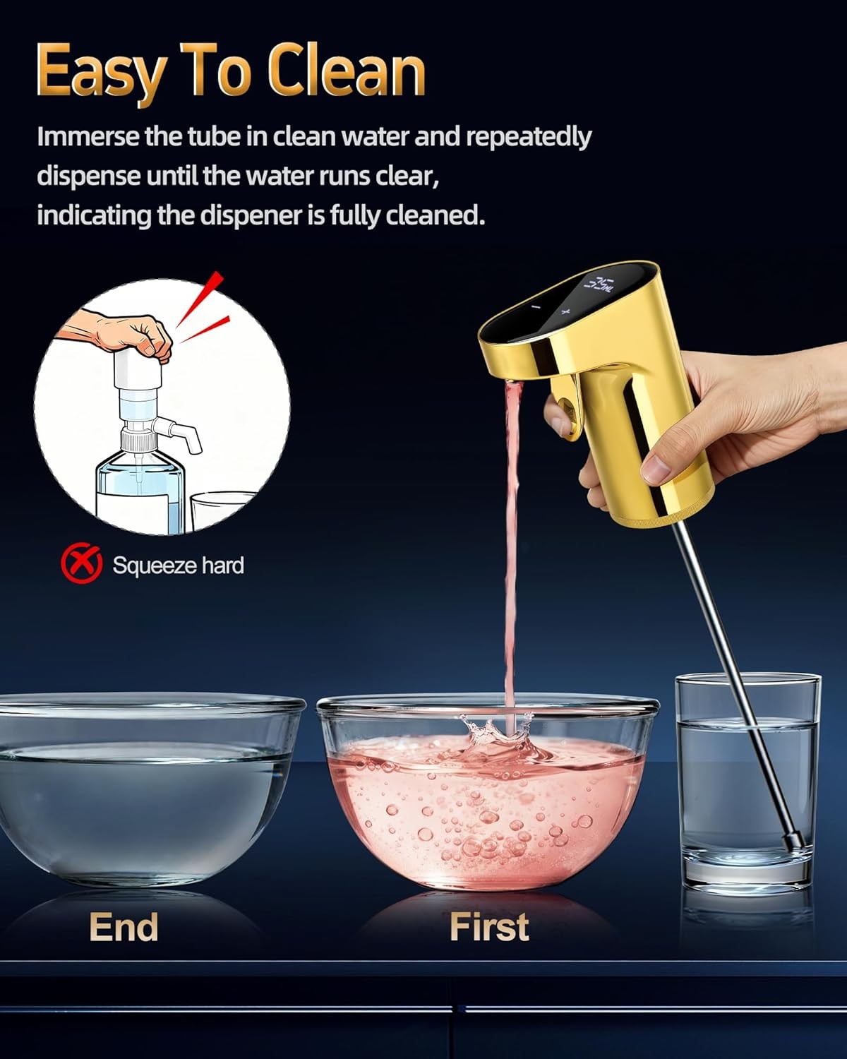 5-in-1 Electric Wine Aerator Dispenser Gold USB Recharge Smart Pourer 990ml Des