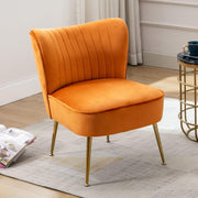 Orange Velvet Accent Tub Chair Gold Legs Modern Armchair