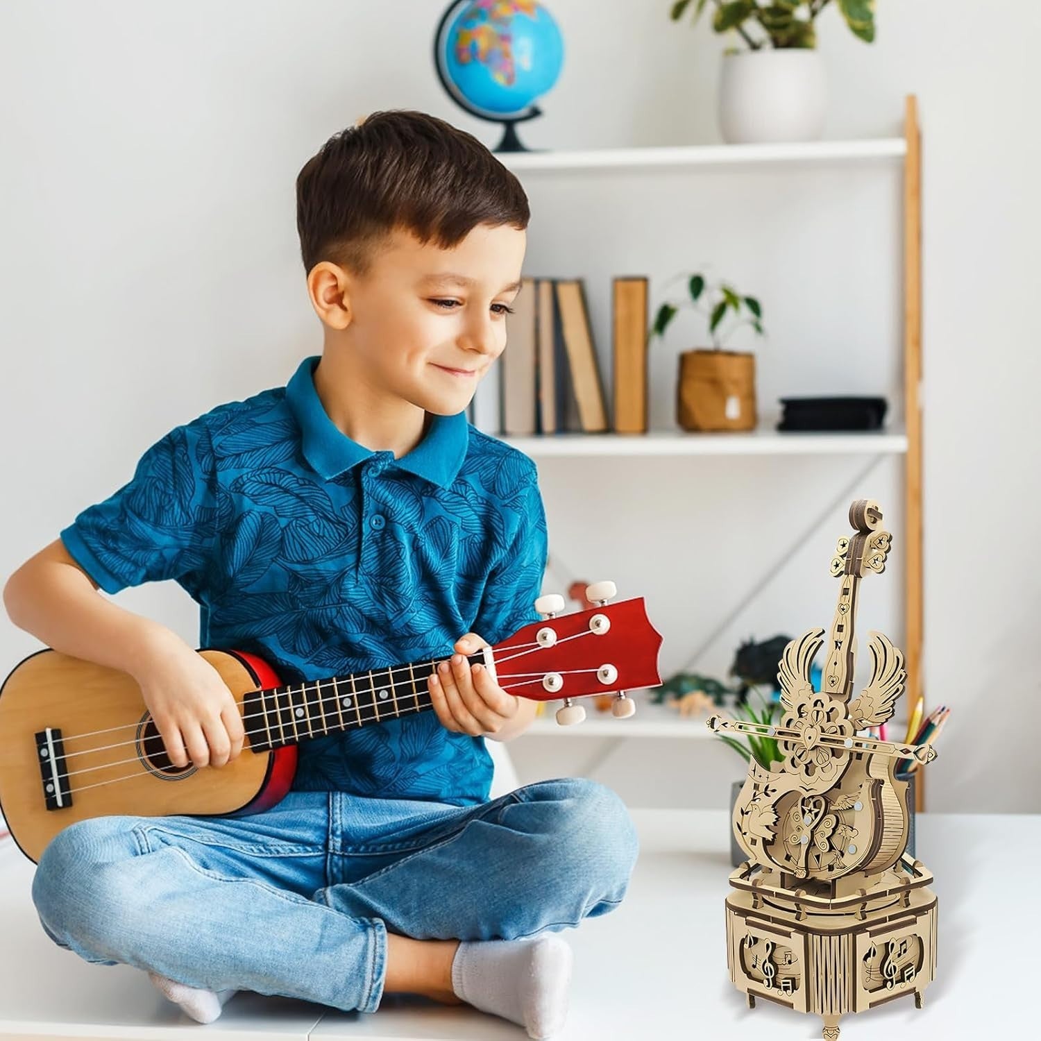 3D Wooden Cello Puzzle Music Box DIY Mechanical Model Kit for Teens & Adults