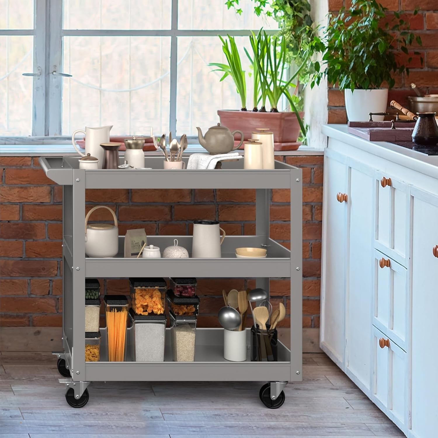 3 Tier Metal Tool Trolley on Wheels Heavy Duty Utility Storage Cart