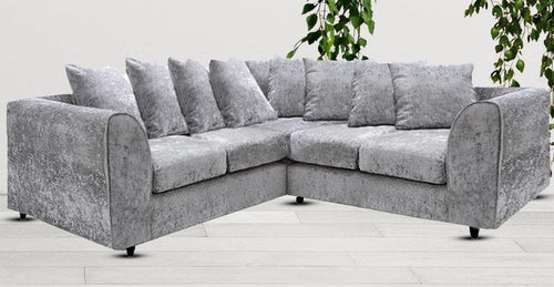 2C2 Light Grey Corner Sofa 5 Seater Fabric L Shape Couch with Cushions