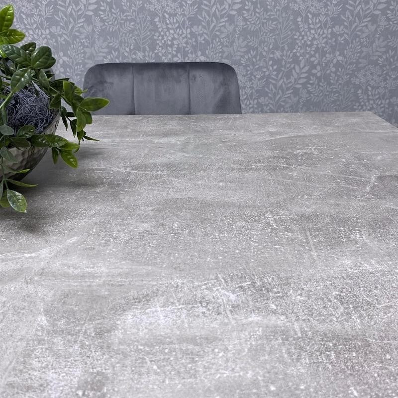 Grey Dining Table Set with 4 Velvet Chairs & Bench Hairpin Legs 140cm