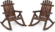 Durable Outdoor Wooden Rocking Chair Set Garden Patio Porch Balcony Relaxer