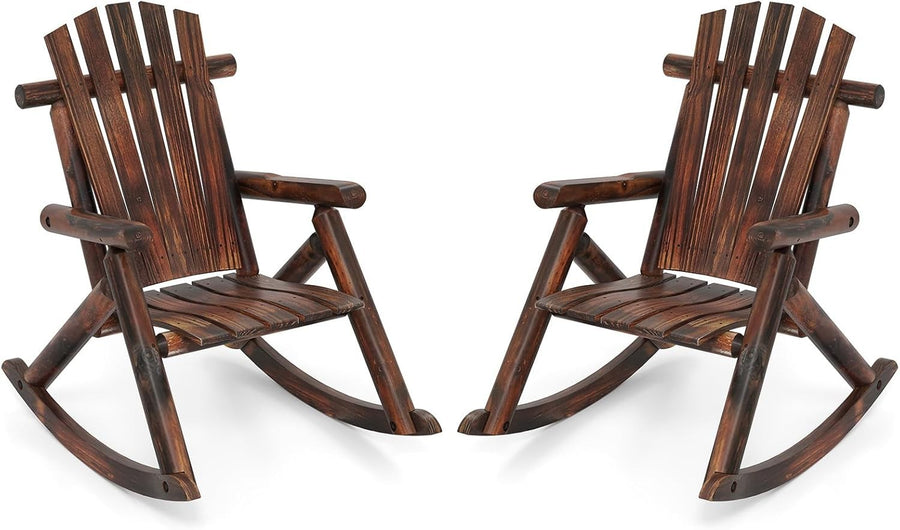 Durable Outdoor Wooden Rocking Chair Set Garden Patio Porch Balcony Relaxer