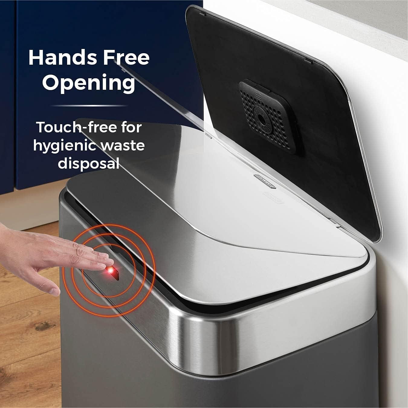 75L Automatic Sensor Kitchen Bin Titanium Fingerprint Proof