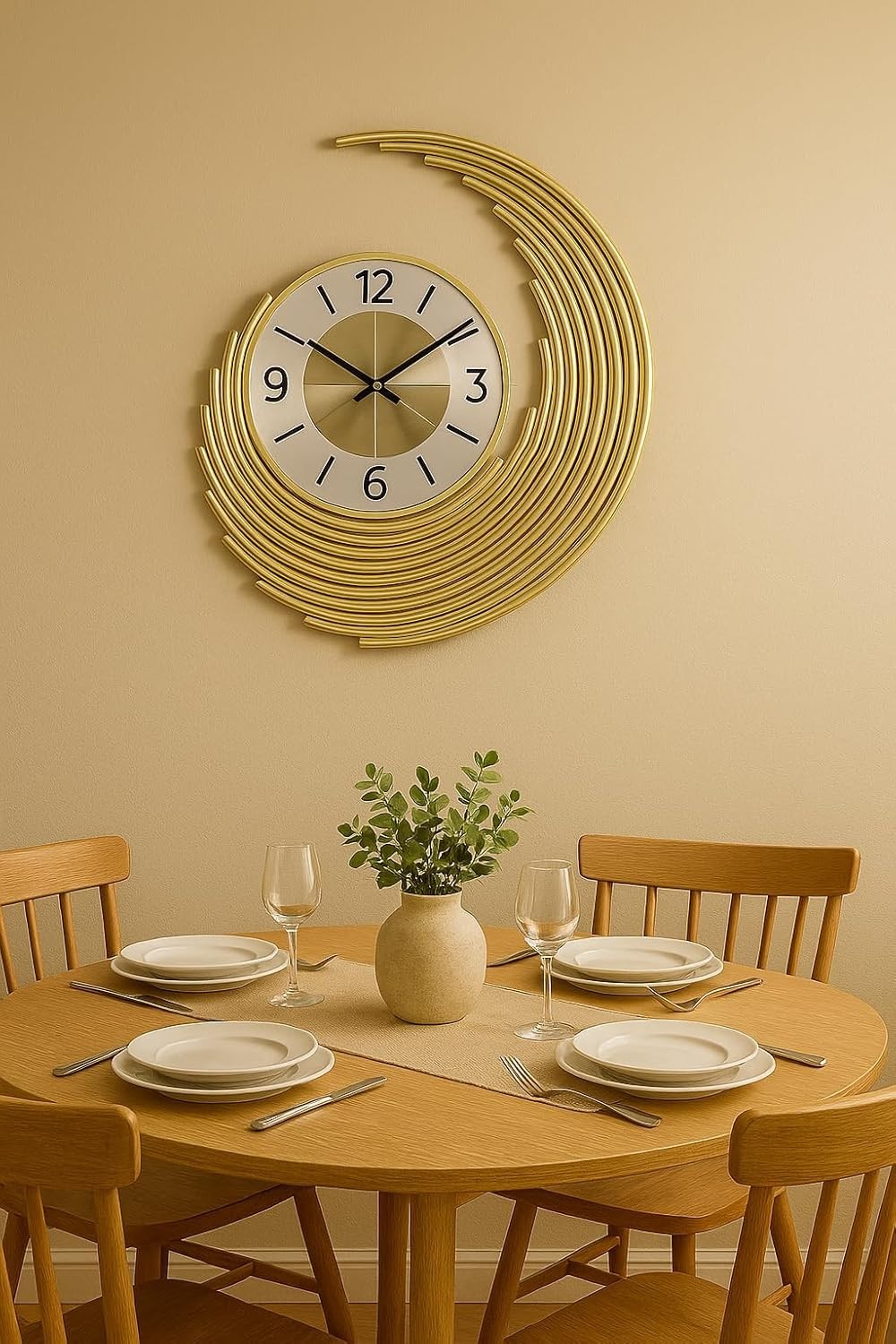 Gold Spiral Wall Clock 48x58cm Silent Sweep Luxury Modern Decor