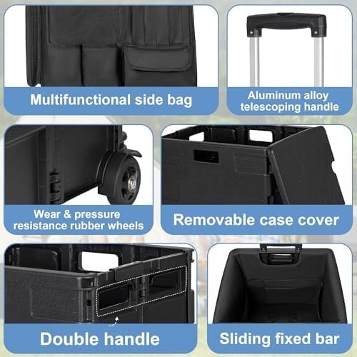 Heavy-Duty Folding Trolley Box Cart with Wheels & Expandable Storage