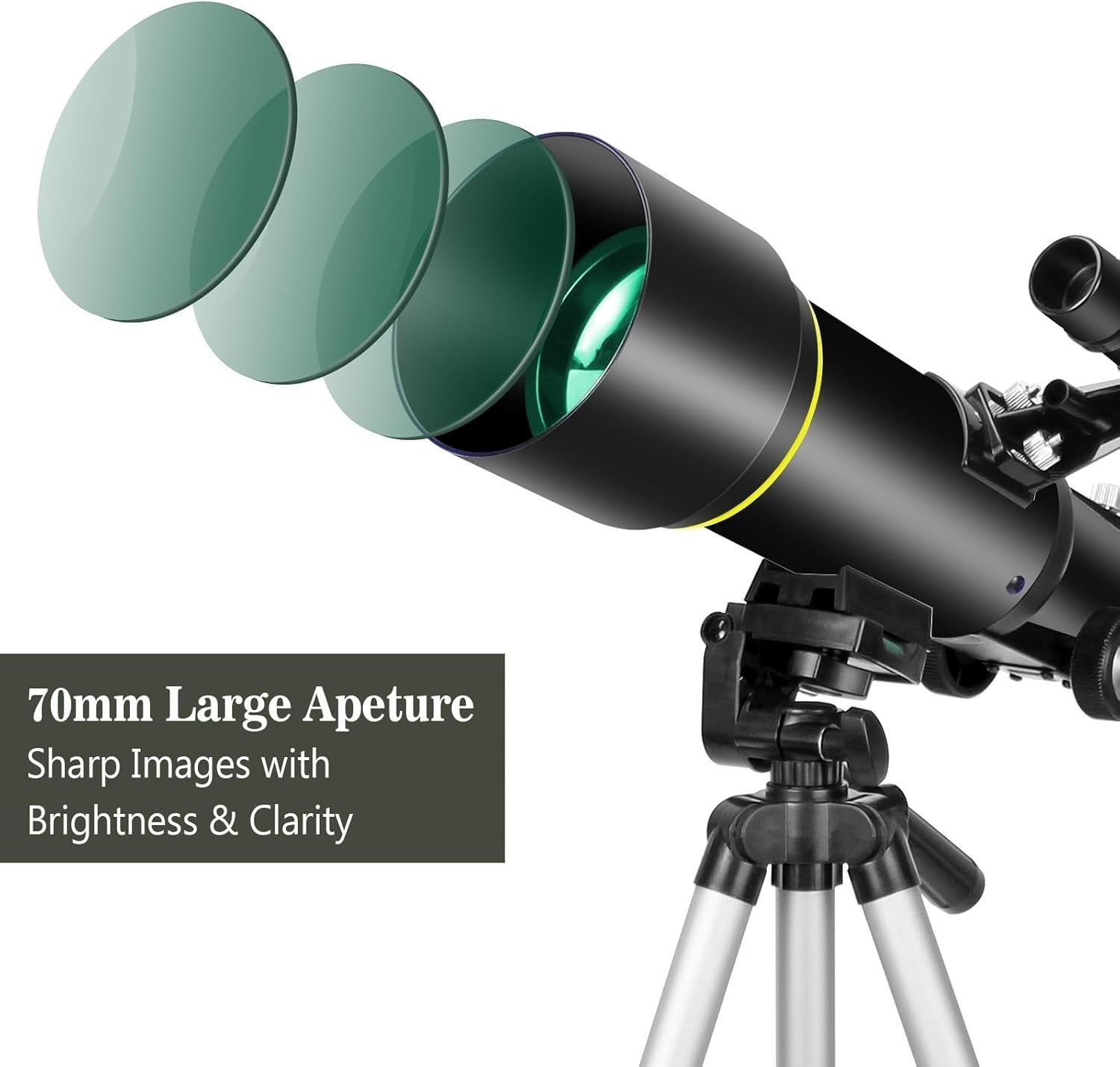 70 mm Refractor Telescope Portable AZ Mount Tripod Phone Adapter Blue