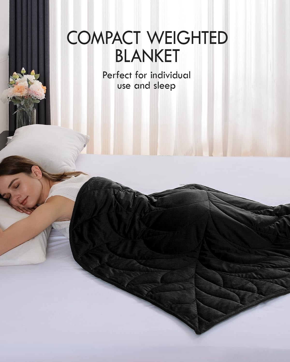 Weighted Lap Blanket Black 7lbs Soft Velvet Heavy Throw Travel Leaf Design