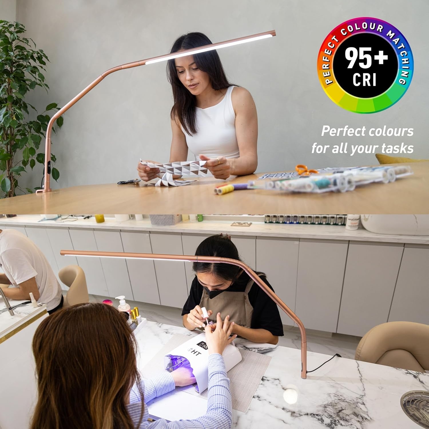 LED Slimline Desk Lamp Daylight 6000K Dimmable USB-C Anti Glare Light