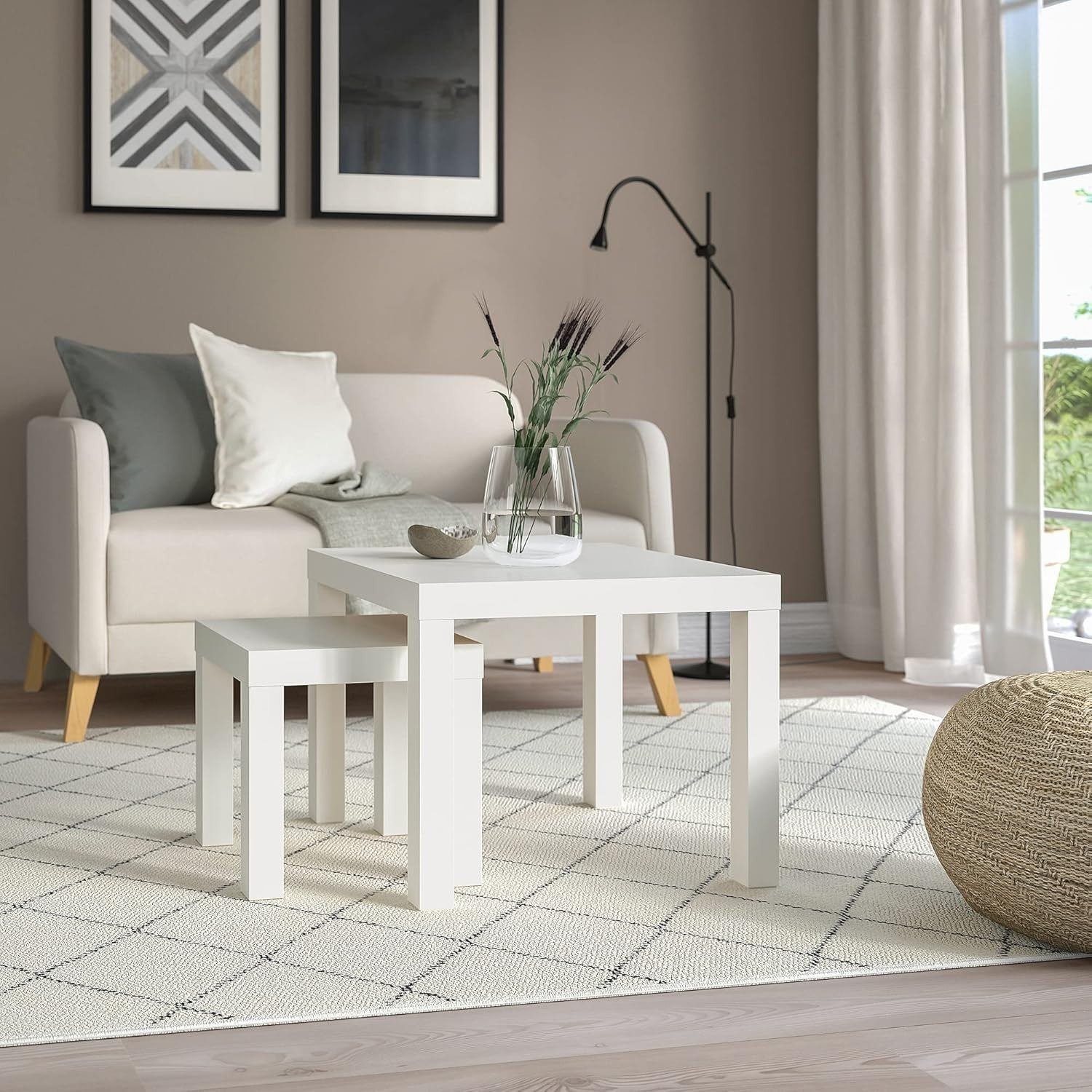 White Square Wood End Side Table Nightstand Coffee Table $\mathbf{55\times55\tim