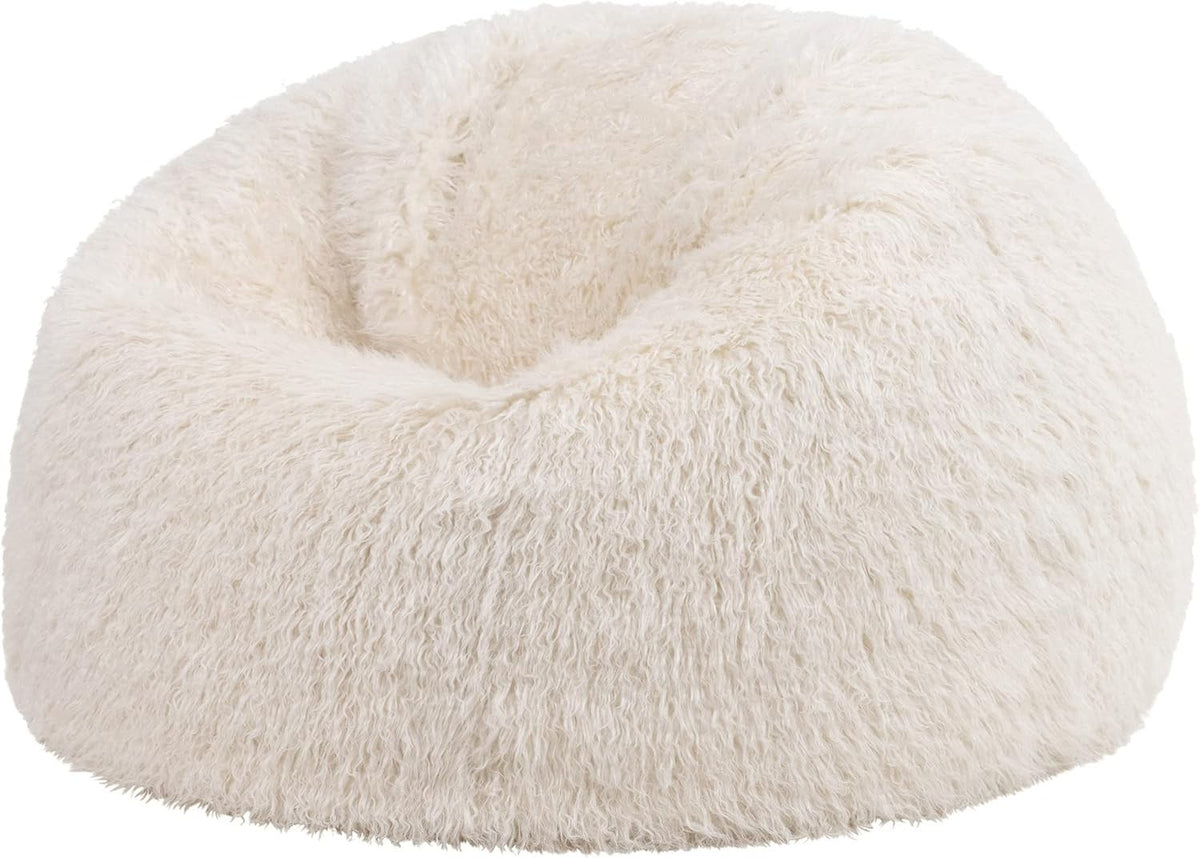 Luxury Mongolian Faux Fur Bean Bag Chair Adult Size Comfy Lounge Seat