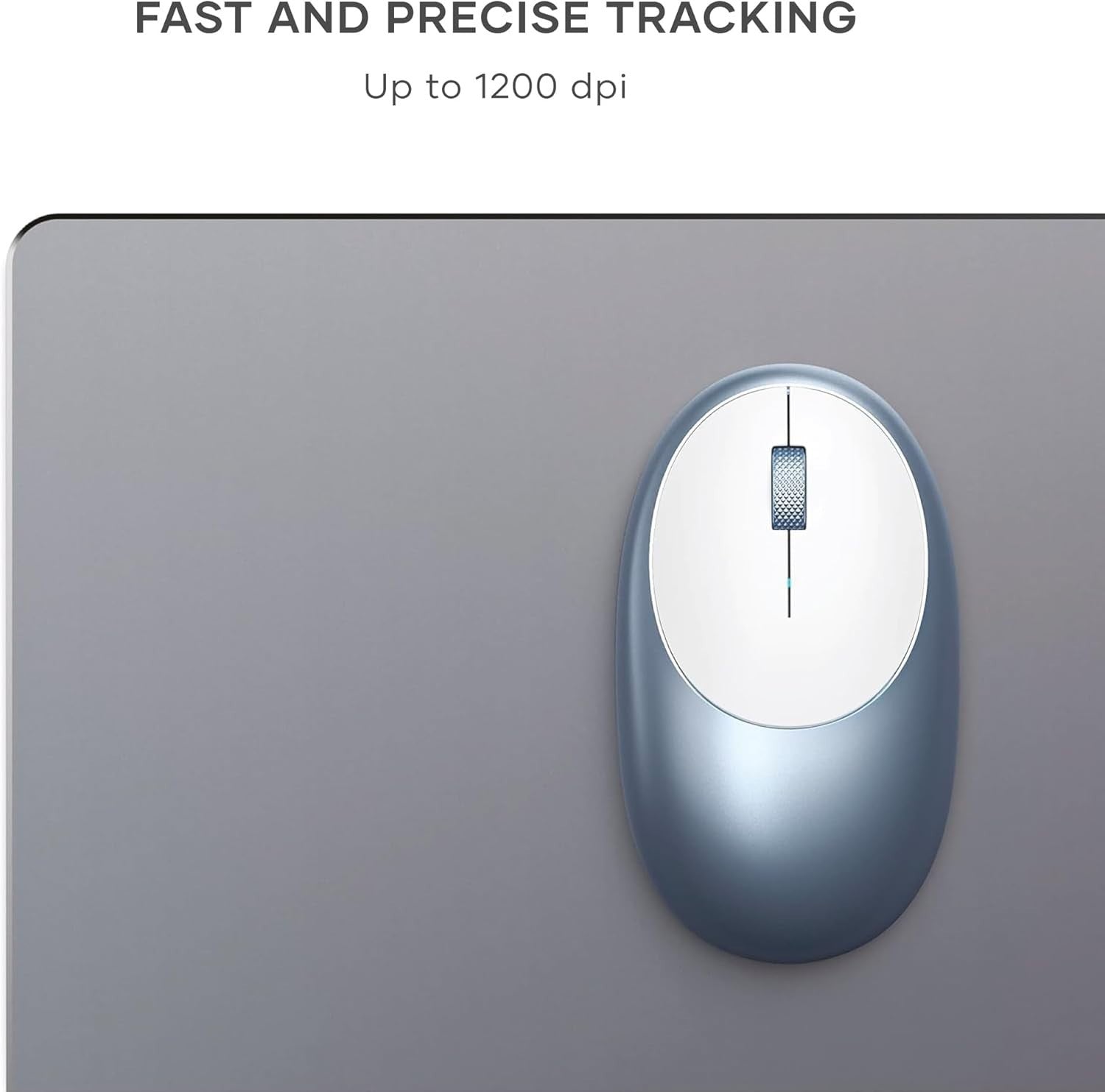 Wireless Bluetooth Mouse USB-C Rechargeable Blue Aluminium Slim Silent Clicks