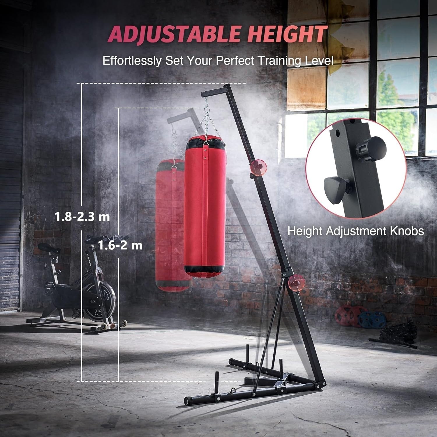 Adjustable Heavy Punch Bag Stand 100kg Capacity Free Standing Boxing Frame