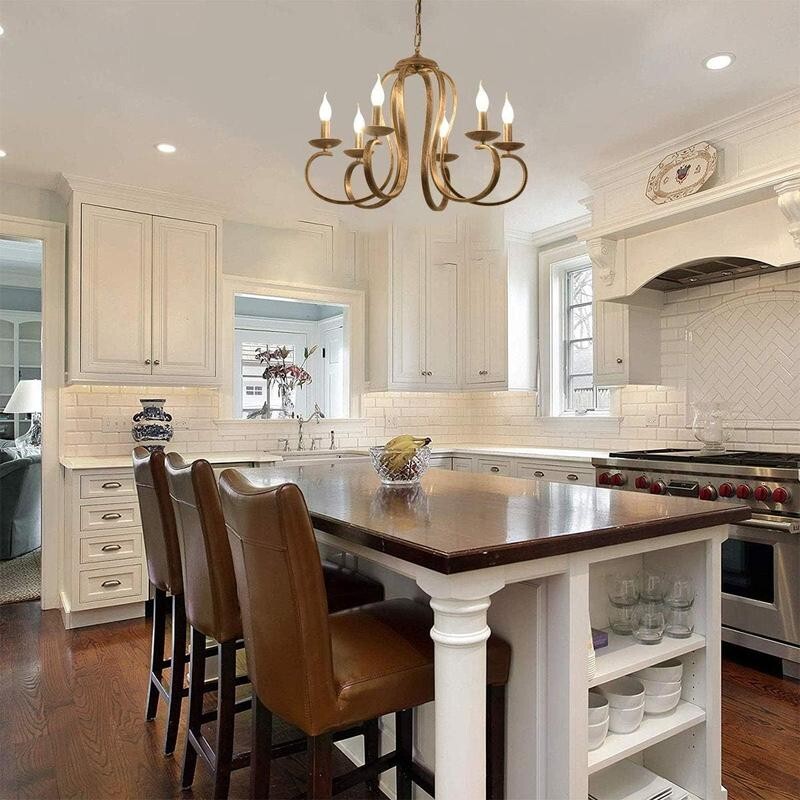 Rustic 6-Light Bronze Chandelier Pendant Ceiling Light E14 Farmhouse Retro