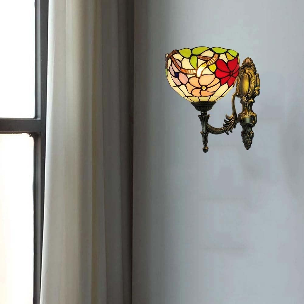 Stained Glass Wall Lamp Vintage Indoor Light Fixture – 28cm Art Deco