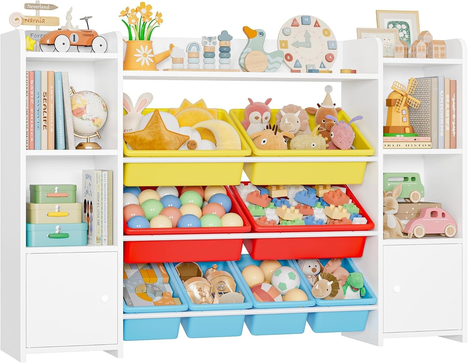 Kids Toy Storage Organizer with 8 Removable Bins & Shelves – Colorful & Durable