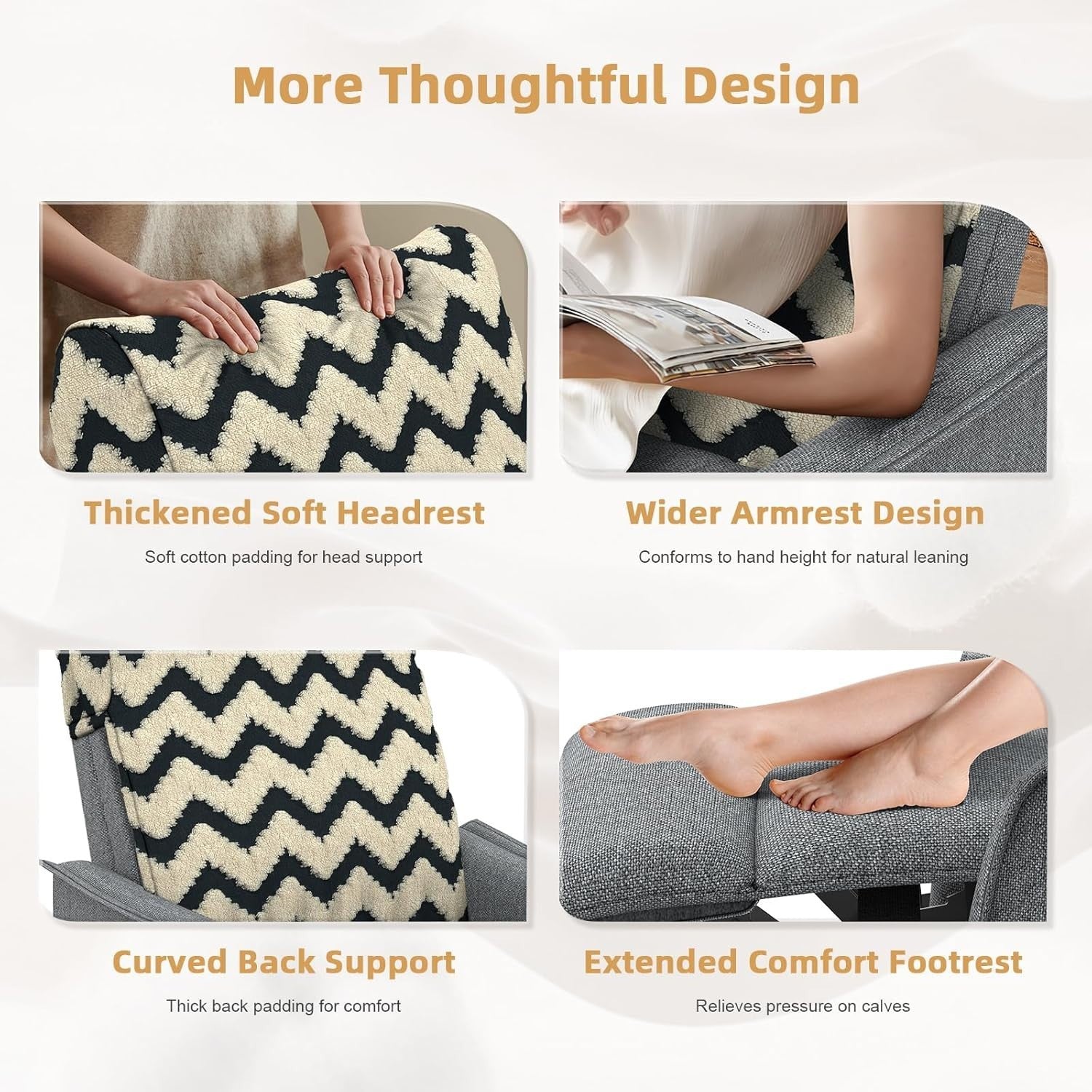 Swivel Rocking Recliner Chair Massage Heat Footrest 3-in-1 + Cover Grey