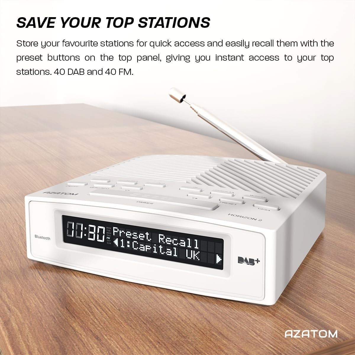 DAB DAB+ FM Bedside Digital Radio Alarm Clock Bluetooth USB Charging