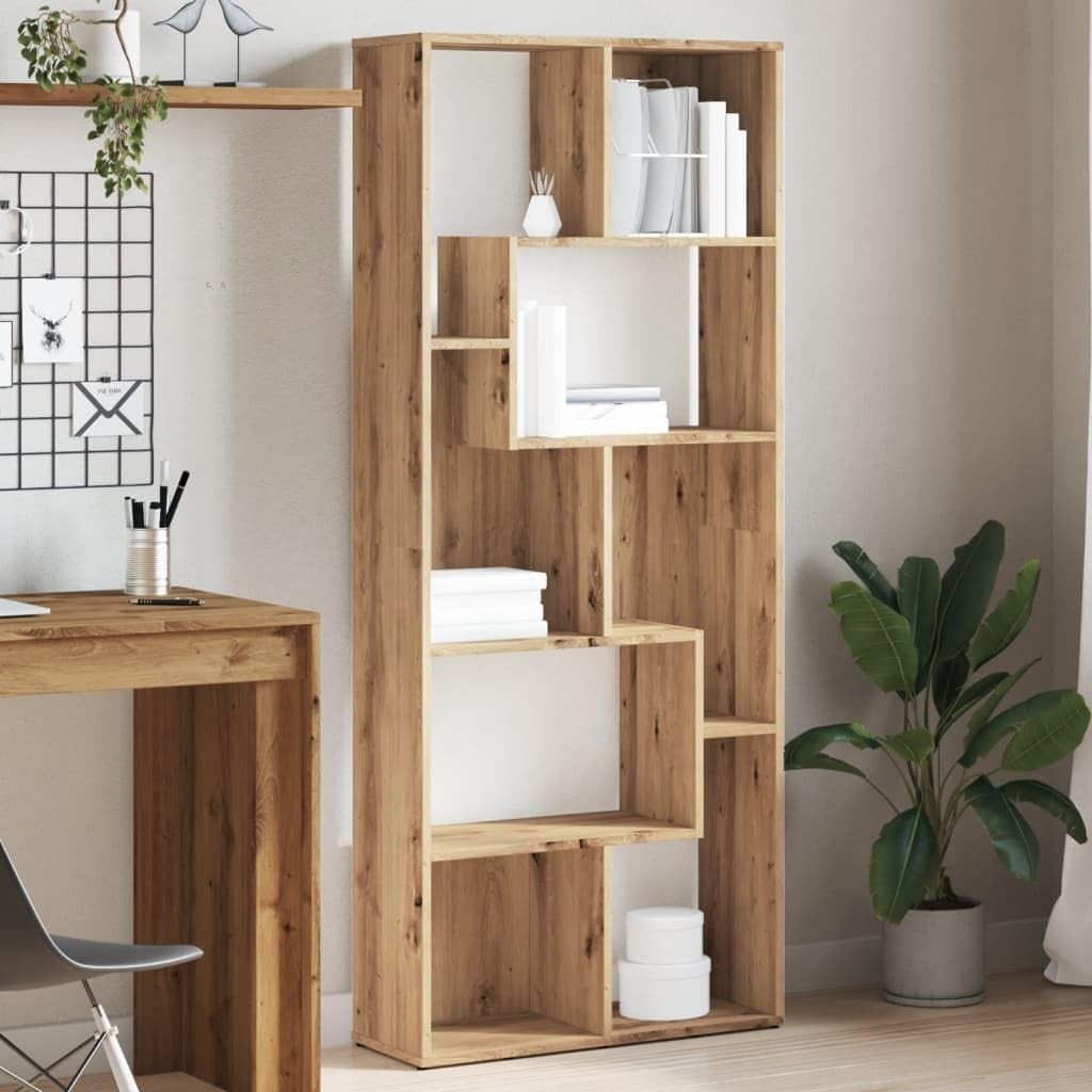 Modern Oak Bookcase Storage Rack 67x24x161cm – Durable & Stylish