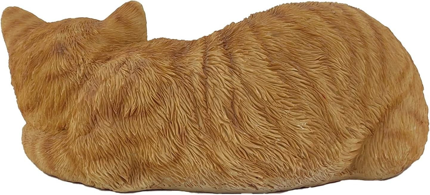 Realistic Ginger Sleeping Cat Statue 32cm Resin Weatherproof Garden Ornament