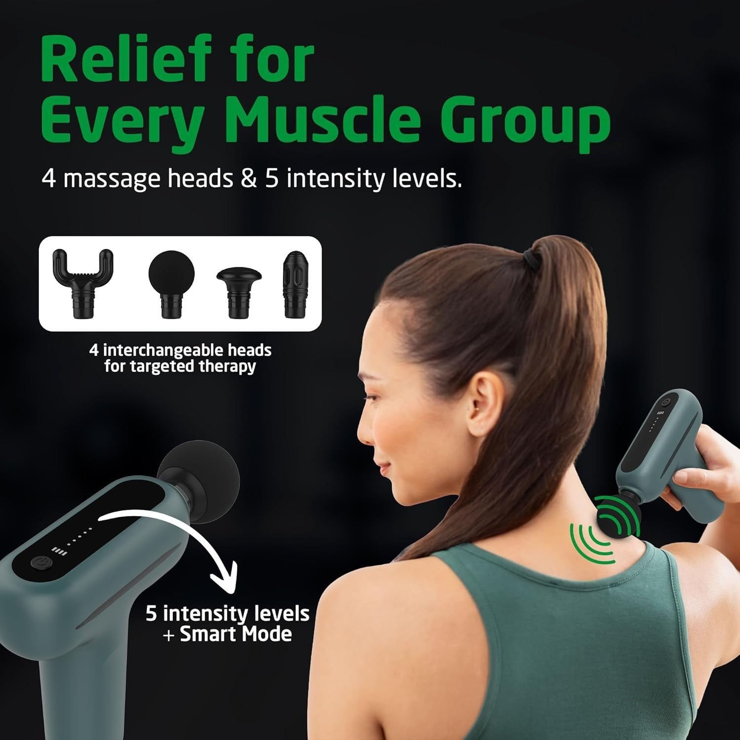 Mini Deep Tissue Massage Gun Smart Mode Cordless Muscle Massager 5 Levels