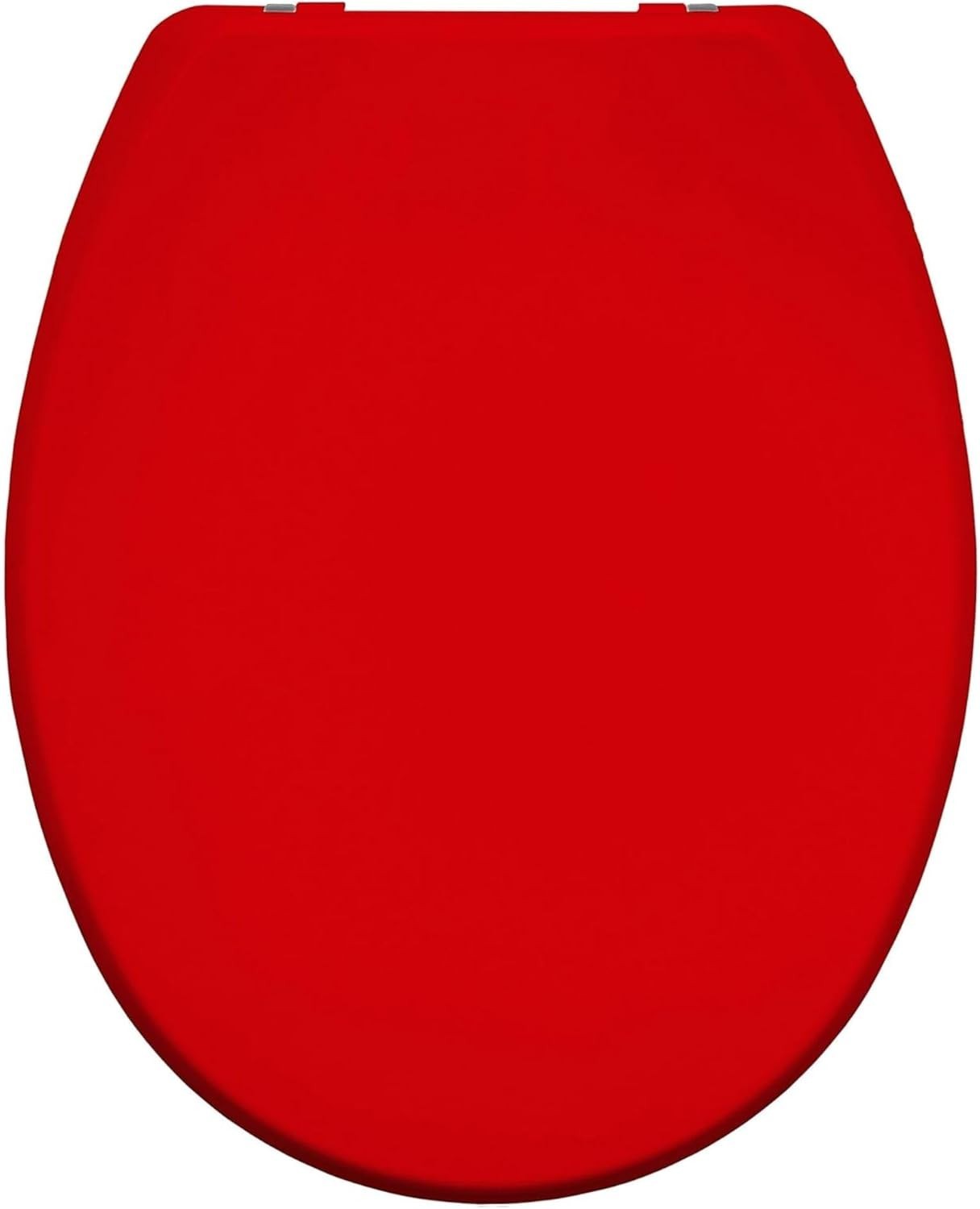 Ultra-Fix Toilet Seat Red Thermoplastic Non-Slip Chrome Hinges 145–165mm